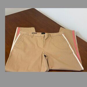 Talbots Supersoft Chino Khaki Pink White Side Stripe 14P NWT.